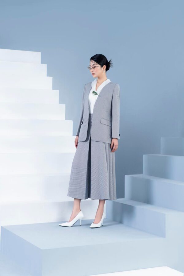 Set Suit công sở Grey Plaid & Culottes